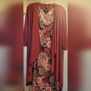 2 pc R&M Richards Women's Sunday Best or Saturday Tea Fuscia pallet print dress.